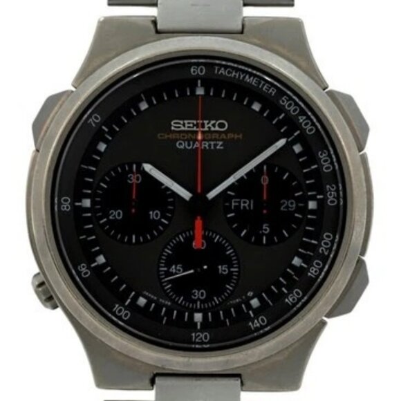 Seiko 40mm Men's JDM Chronograph Day-Date Titanium Watch! 7A38-7030! SJS018!